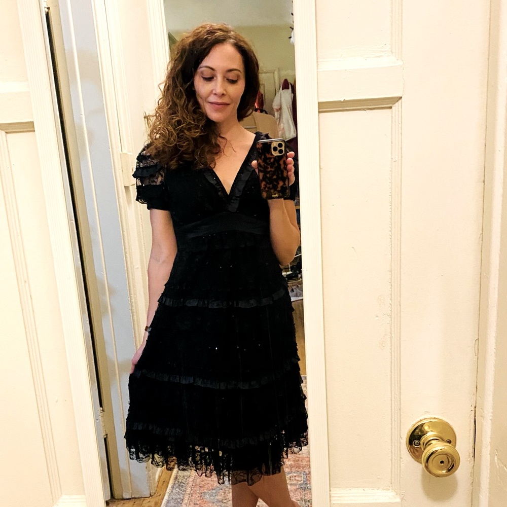 Black lace semi-formal dress